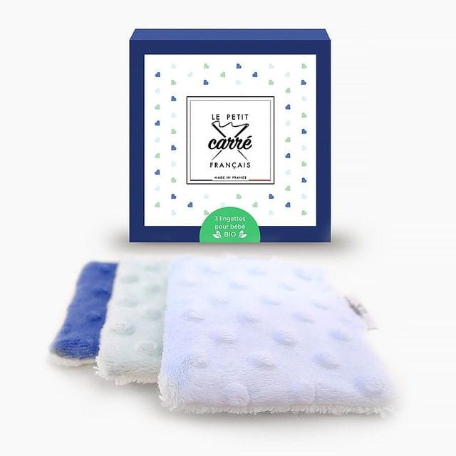 Tvättlappar Ekologiska 3-Pack - Blue Mix Le Petit Carre Francais