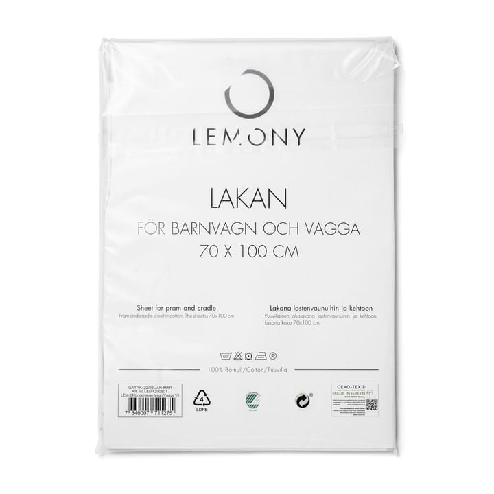 Underlakan Vagn/vagga - Vit Lemony