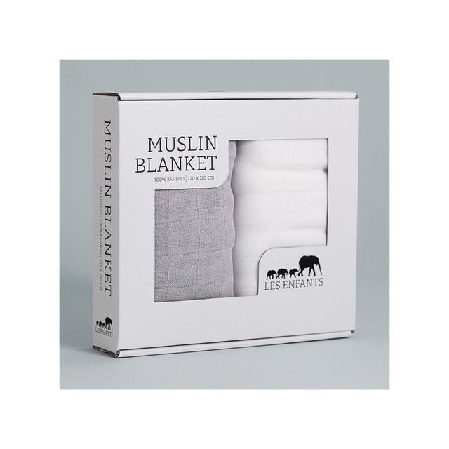 Muslin Filt 2-Pack - Grå/Vit Les Enfants