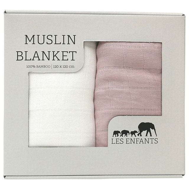 Muslin Filt 2-Pack - Rosa/Vit Les Enfants