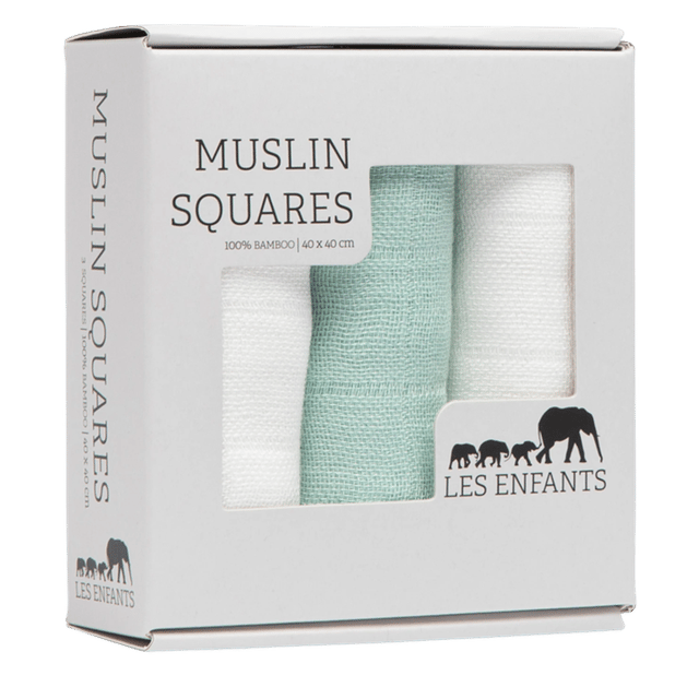 Muslin Snuttefiltar 3-Pack - Grön/Vit Les Enfants