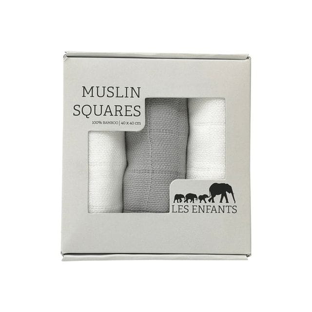 Muslin Snuttefiltar 3-Pack - Grå/Vit Les Enfants