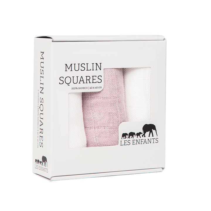 Muslin Snuttefiltar 3-Pack - Rosa/Vit