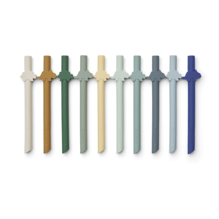 Badu Sugrör 10-pack - Dino/Surf Blue Multi Mix Liewood