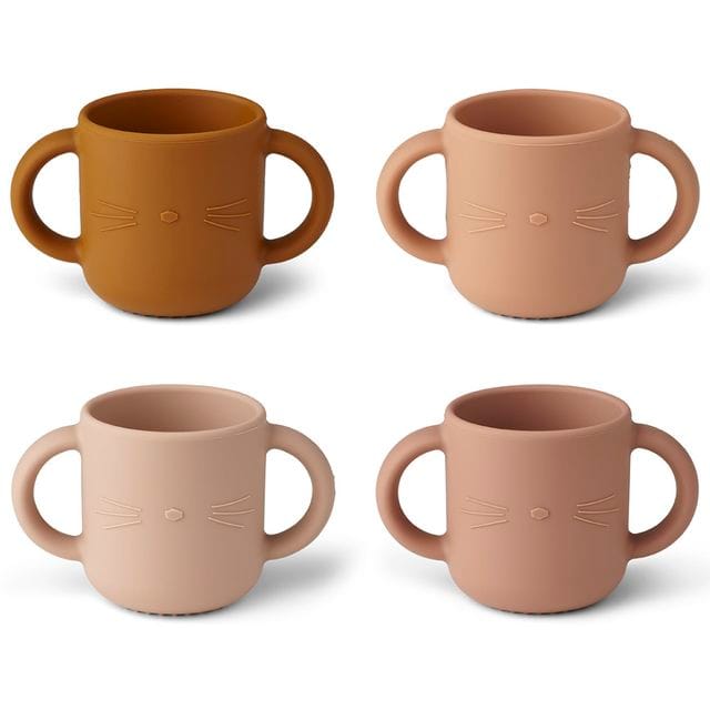 Gene Silikon Mugg Med Handtag 4-Pack - Cat Rose Multi Mix Liewood