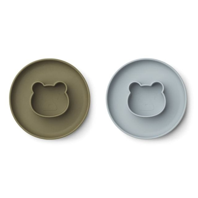 Gordon Tallrik 2-pack - Mr Bear Blue/Khaki Liewood