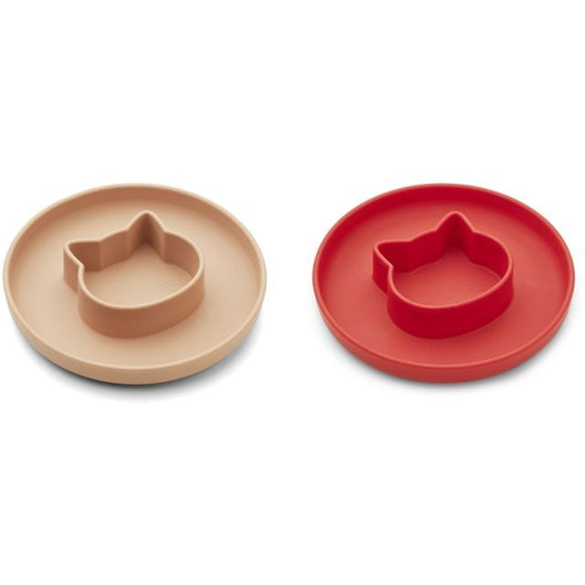 Gordon Tallrik 2-pack - Cat Apple Red/Tuscany Rose Liewood