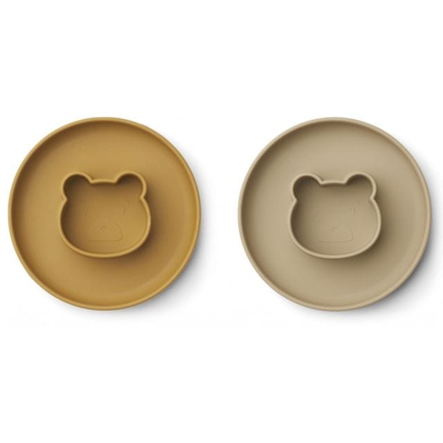 Gordon Tallrik 2-pack - Mr Bear Golden Caramel/Oat Mix Liewood