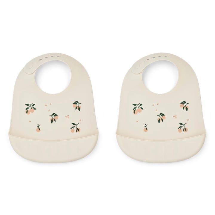 Tilda Mönstrad Haklapp Silikon 2-Pack - Peach/Sea Shell Mix