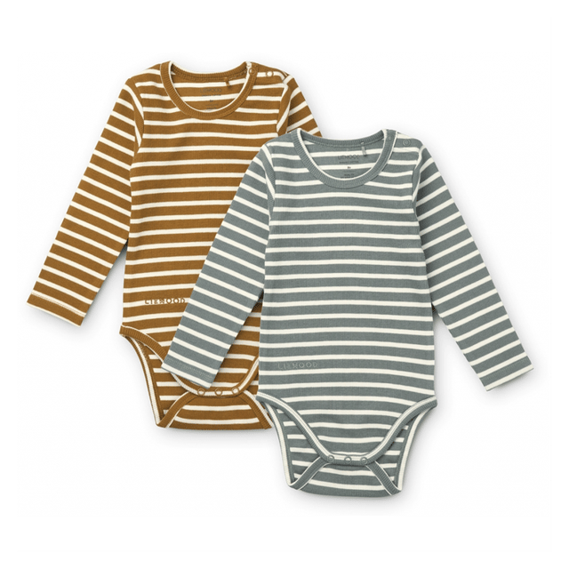 Yanni Långärmad Body 2-Pack Stripe - Blue Fog Multi Liewood