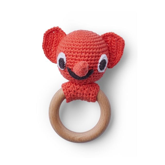 Skallra Trä Crochet Rattle Red Littlephant