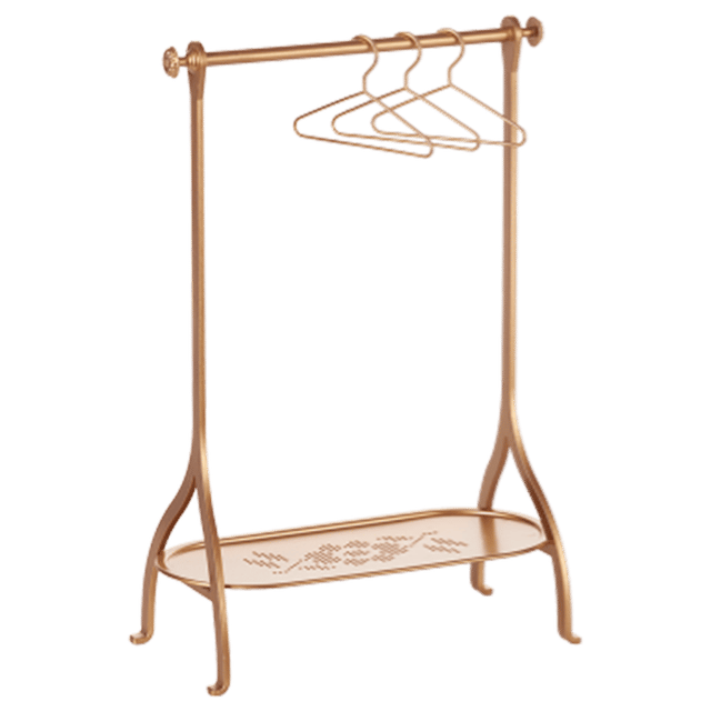 Medium Clothes Rack, Gold Incl 3 Gold Hangers Maileg