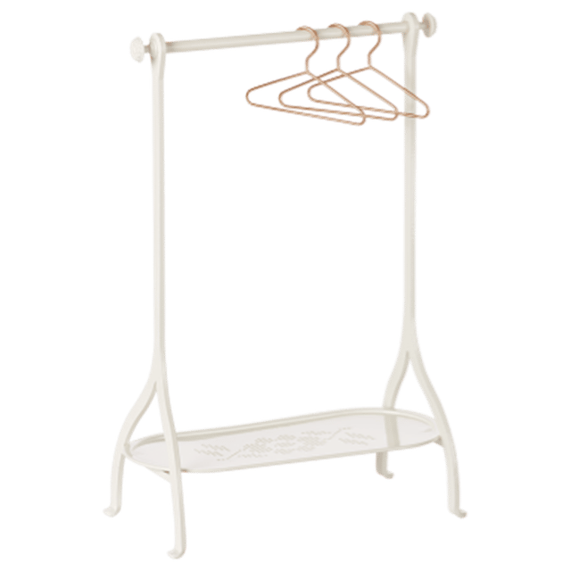 Medium Clothes Rack, Off-White Incl 3 Gold Hangers Maileg