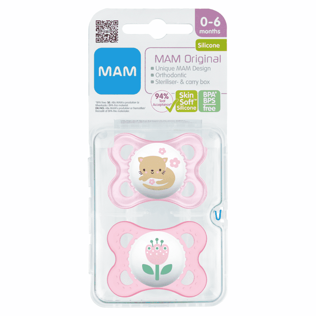 Original 0-6M Silikon 2-Pack - Rosa Mam