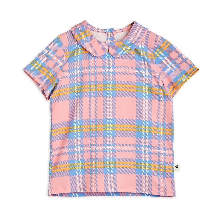 AW22 Check Aop Ss Collar T-Shirt - Rosa Mini Rodini