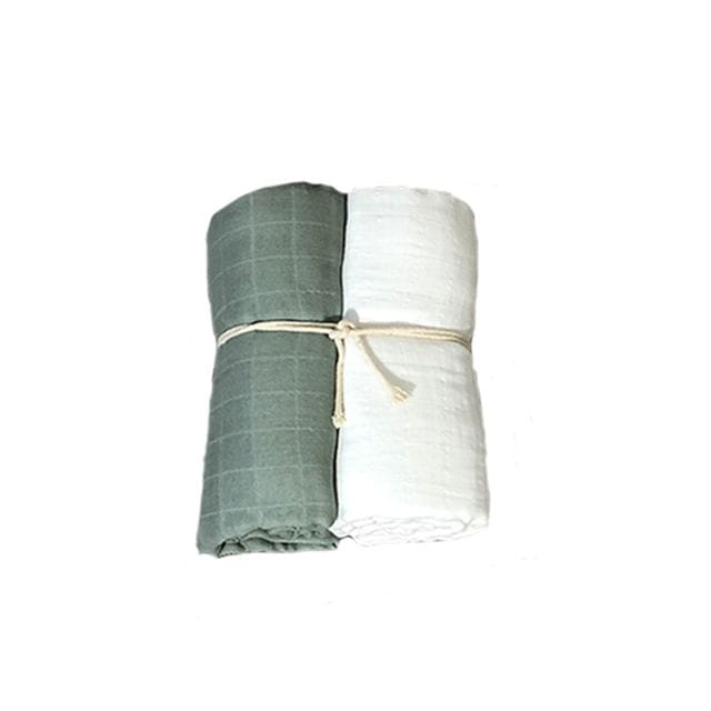 Muslinfilt 2-pack 115x115cm - Vit/Grön Mini Dreams