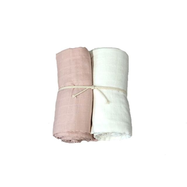 Muslinfilt 2-pack 115x115cm - Vit/Rosa Mini Dreams