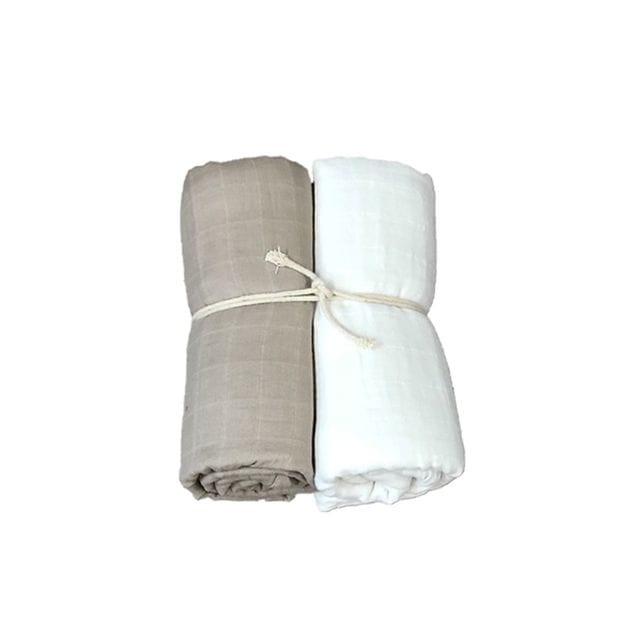 Muslinfilt 2-pack 115x115cm - Vit/Sand Mini Dreams