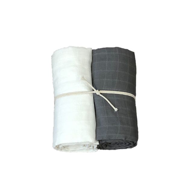 Product Image for Mini Dreams  Muslinfilt 2-pack 70x70cm, Vit/Grå - BabyWorld