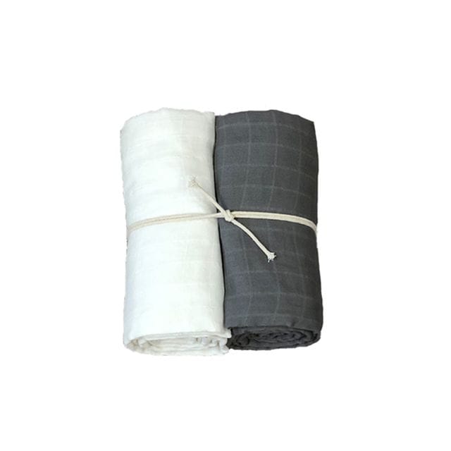 Muslinfilt 2-pack 70x70cm - Vit/Grå