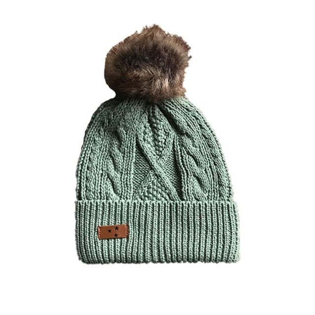 Stickad Mössa Cable - Green Mini Dreams