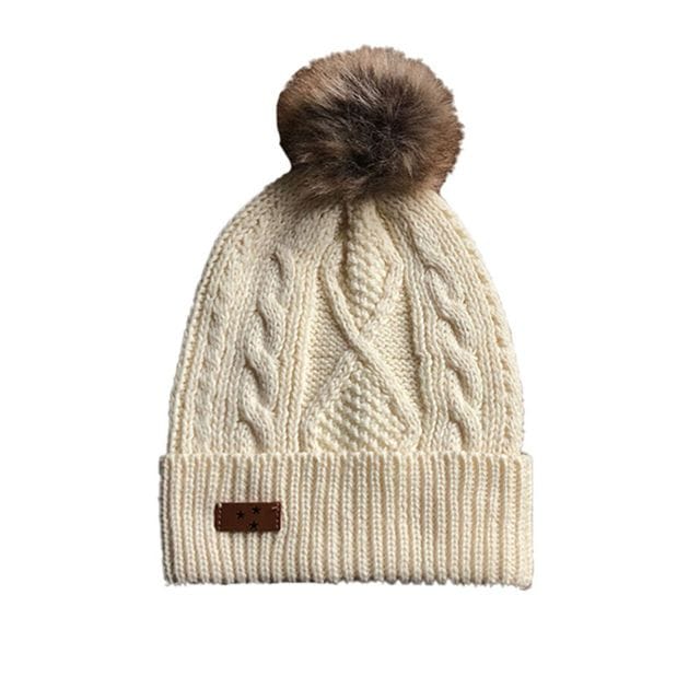 Stickad Mössa Cable - Off White Mini Dreams
