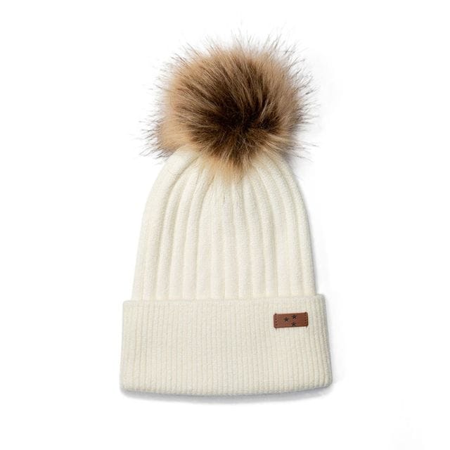 Stickad Mössa Fluffy - Off White Mini Dreams
