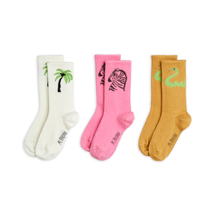 SS22 Zebra Socks 3-Pack - White Mini Rodini