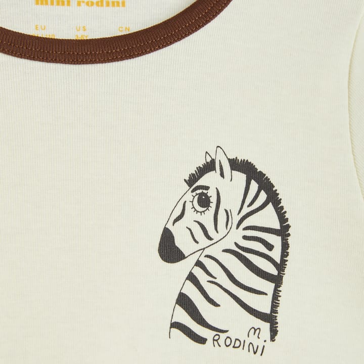 SS22 Zebra Sp Rib Ss Binding Tee - Offwhite Mini Rodini