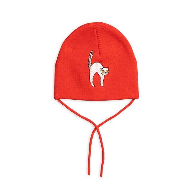Aw19 Angry Cat Patch Hat Red Mini Rodini