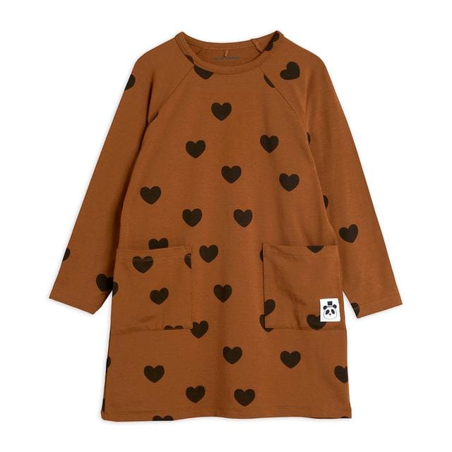 Basic Hearts Ls Dress Tencel™ Brown Mini Rodini