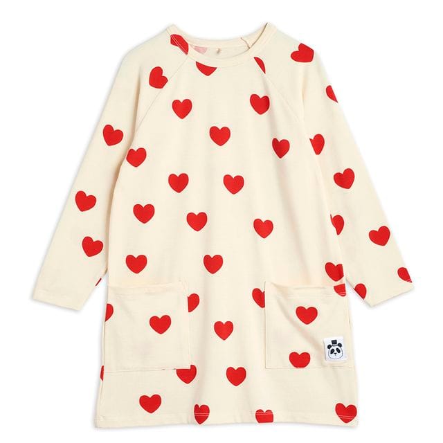 Basic Hearts Ls Dress Tencel™ Offwhite Mini Rodini