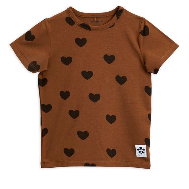 Basic Hearts Ss Tee Tencel™ Brown Mini Rodini