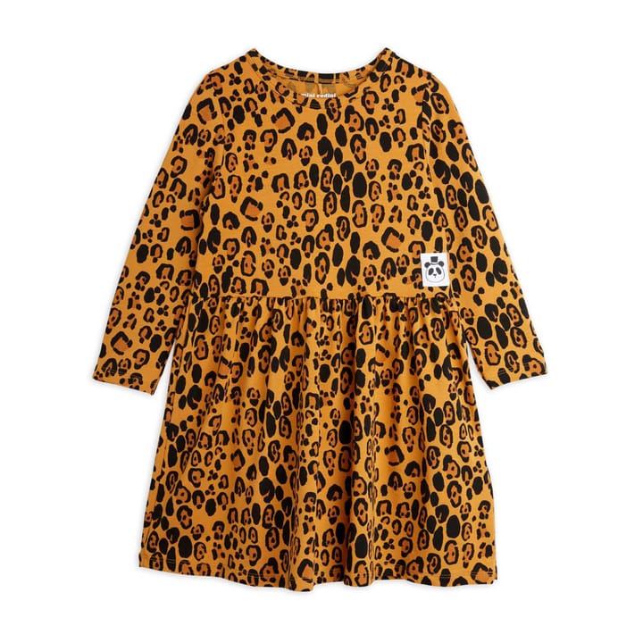 Basic Leopard Långärmad Klänning - Beige Mini Rodini