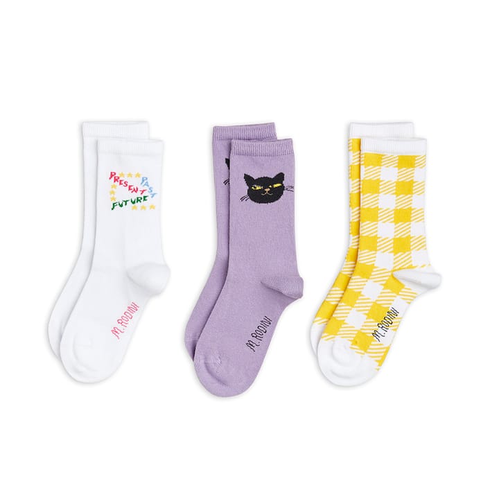 Pre AW22 Past Present Future 3-pack Socks - White Mini Rodini