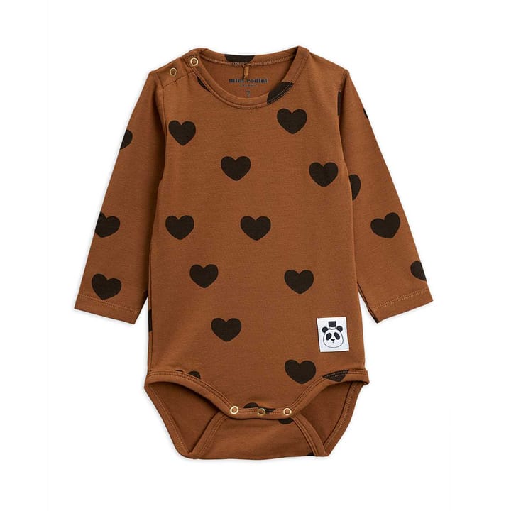Basic Hearts Långärmad Body - Brown Mini Rodini