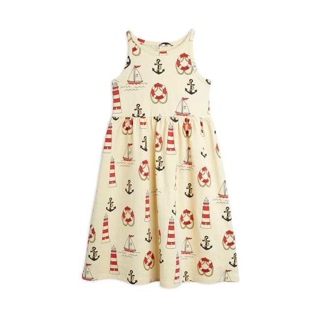 Pre Aw21 Lighthouse Aop Klänning Yellow Mini Rodini