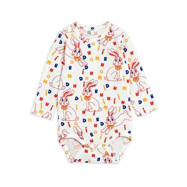 SS21 Mr Rabbit Aop Långärmad Body Offwhite Mini Rodini