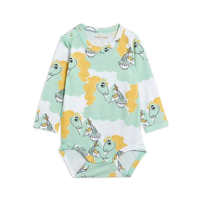 SS21 Unicorn Noodles Aop Långärmad Body Green Mini Rodini