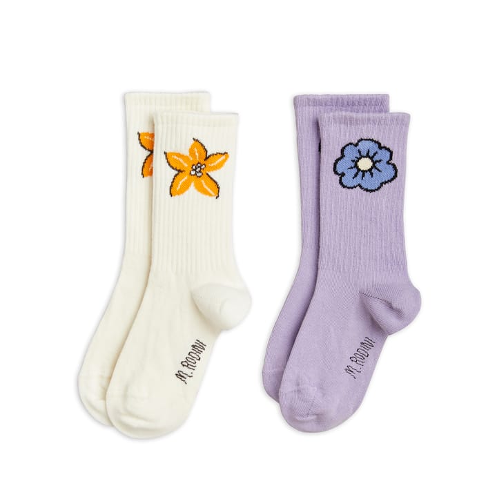 SS22 Flower Socks 2-Pack - Purple Mini Rodini