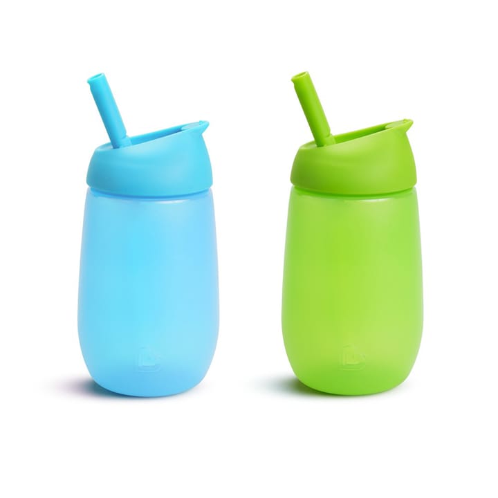 Flaska Med Sugrör 300 ml 2-Pack - Blå/Grön Munchkin