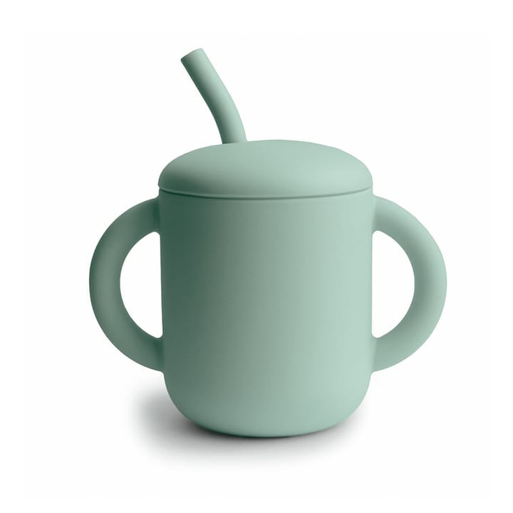 Mugg Med Sugrör Silikon - Cambridge Blue Mushie