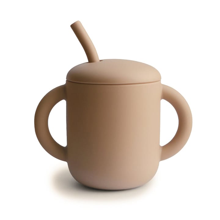 Mugg Med Sugrör Silikon - Natural Mushie