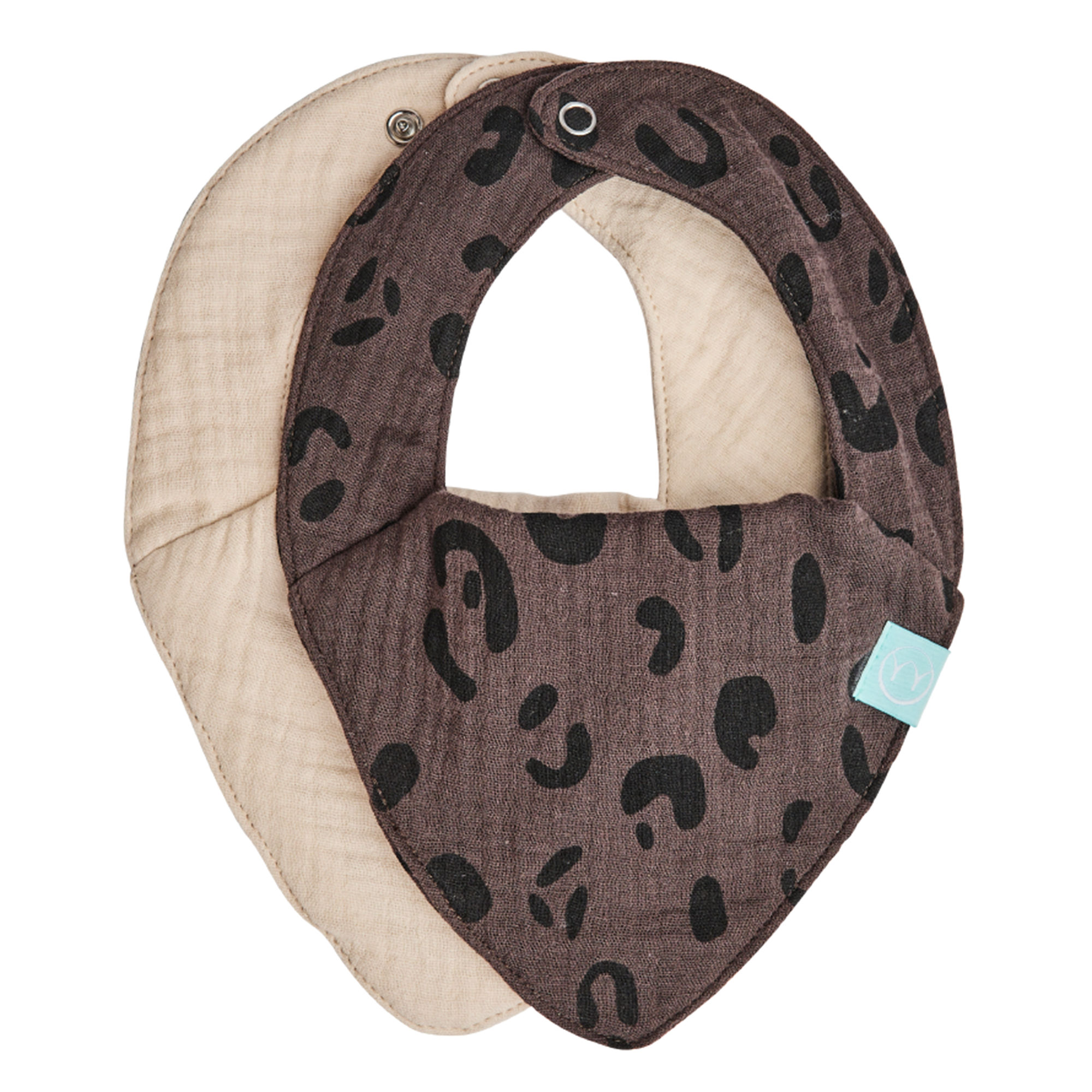 Najell Bib 2-pack Leopard Brown/ Ivory White