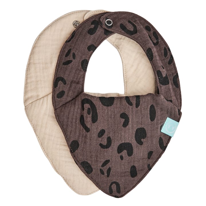 Bib 2-pack - Leopard Brown/ Ivory White Najell