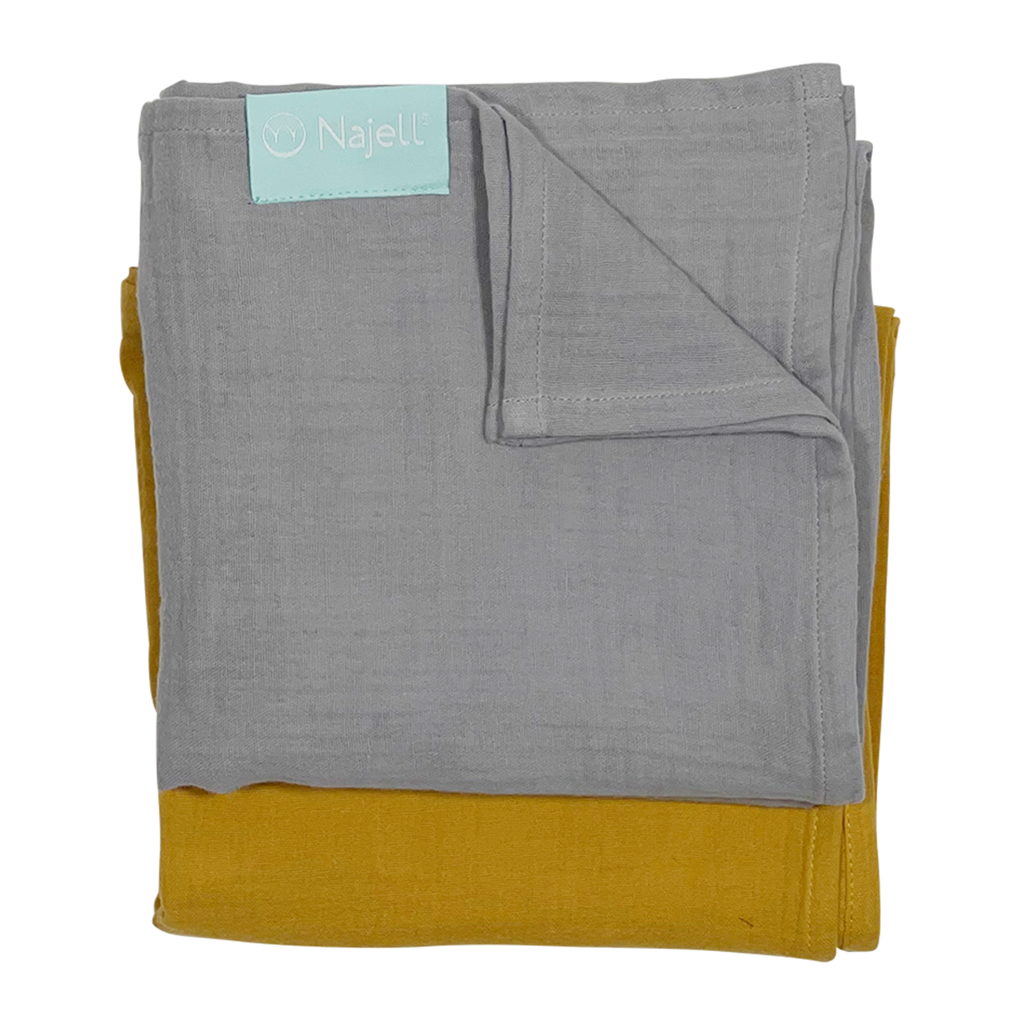 Product Image for Najell  Muslinfilt 2-pack, Dijon Yellow / Mercury Grey - BabyWorld