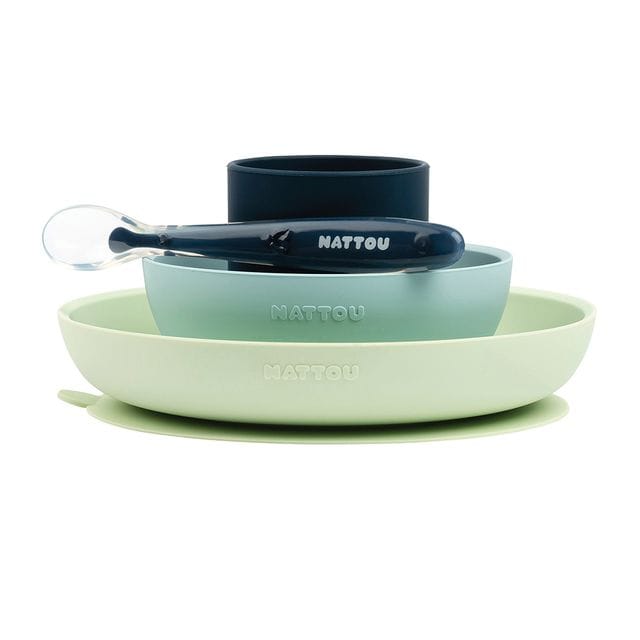 Silikon Matset 4 delar - Grön/Marin Nattou
