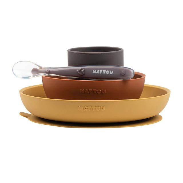Silikon Matset 4 delar - Senap/Terracotta Nattou