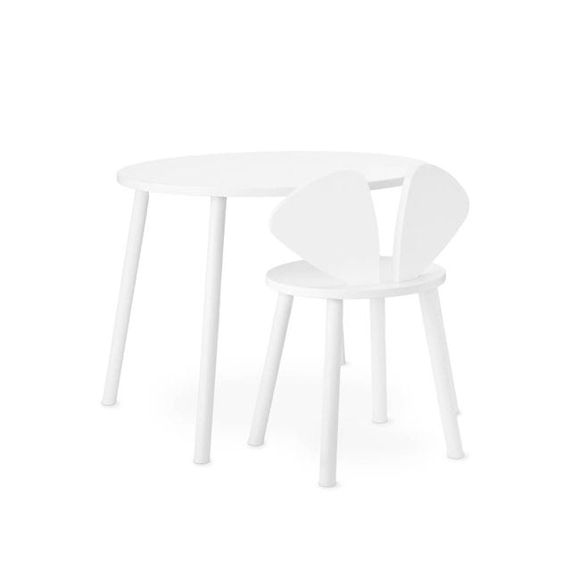 Mouse School Set Bord & Stol - White Nofred