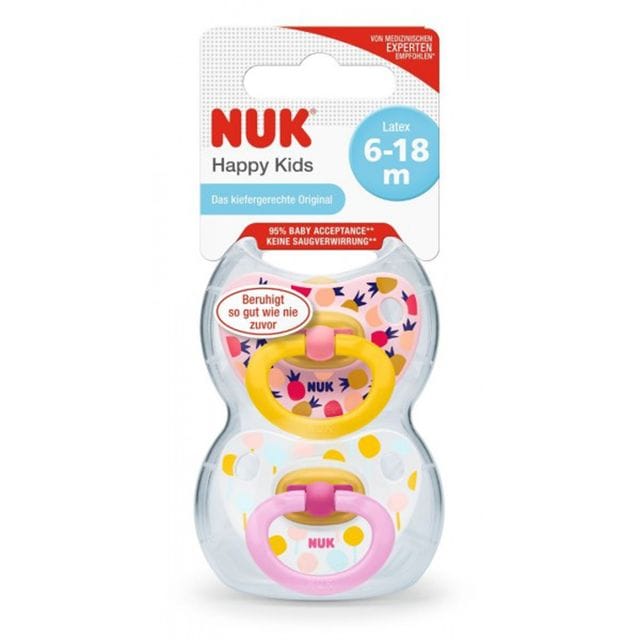 Sugnapp Happy Kids Latex Rosa/Transparent 2-Pack Nuk